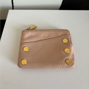 Hammitt Blush Pebbled Leather Zip Wallet with Gold Studs